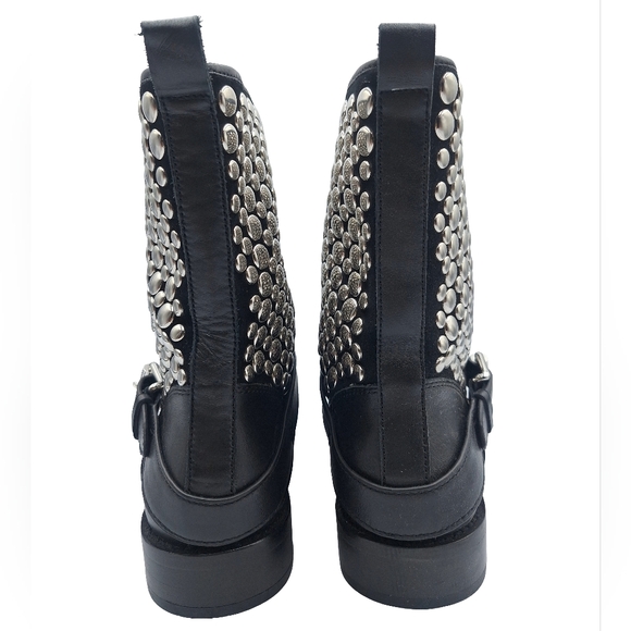 Rebecca Minkoff Saida Studded Leather Moto Boots - Picture 5 of 12